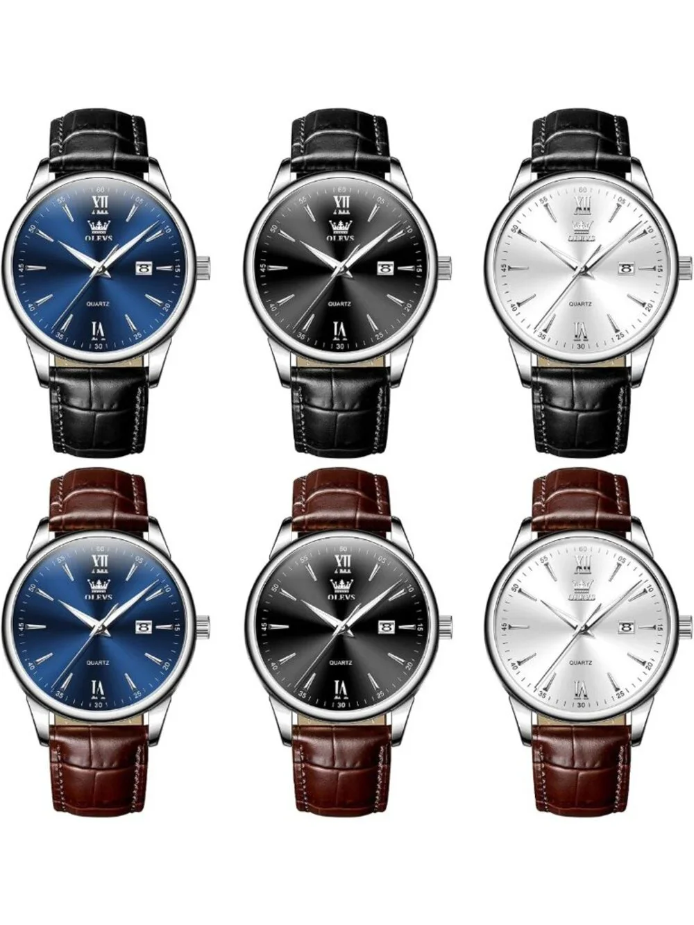 Classic Men's Leather Watch - Large Dial, Easy Read, Waterproof Quartz Timepiece